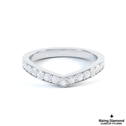 0.55 CTW Round Cut Colorless Moissanite Curved Wedding Band