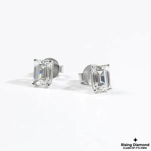 1.06 Ct For Each Emerald Cut EF/VS Lab Grown Diamond Stud Earring