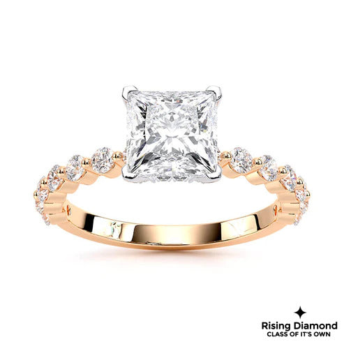 1.01 Ct Princess Cut E-VS2 Lab Grown Diamond Engagement Ring
