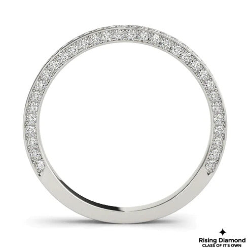 0.55 CTW 3D Round Cut Colorless Moissanite Wedding Band