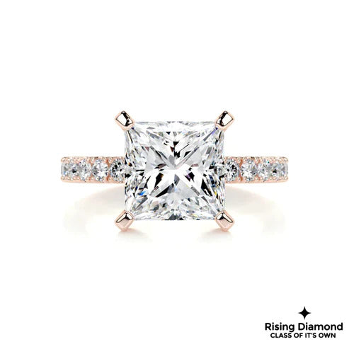 3.65 Ct Princess Cut Colorless Moissanite Engagement Ring
