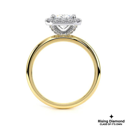 1.5 Ct Emerald Cut G-VS1 Lab Grown Diamond Halo Gold Engagement Ring