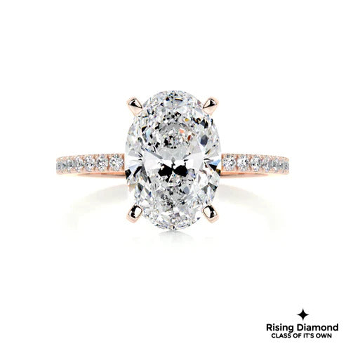 5.01 Ct Oval Cut Colorless Moissanite Pave Engagement Ring