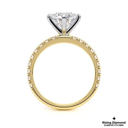 1.15 Ct Round Cut E-VS1 Lab Grown Diamond Six Prong Half Eternity Engagement Ring