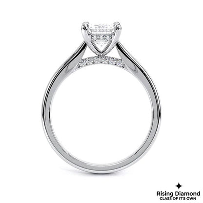 1.8 Ct Emerald Cut F/VS2 Lab Grown Diamond Hidden Halo Engagement Ring