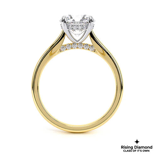 0.88 Ct Round Cut G-VS2 Lab Grown Diamond Cathedral Engagement Ring
