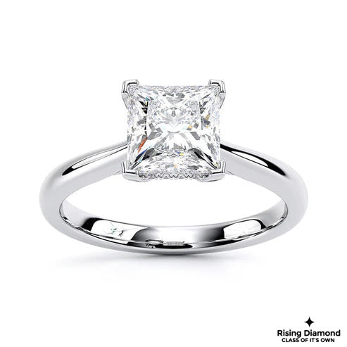 1.15 CT E/VS1 Princess Cut Lab Created Diamond Engagement Ring