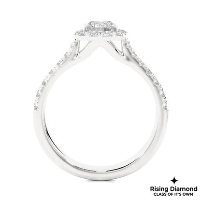 1.01 Ct Round Cut E-VS Lab Grown Diamond Gold Halo Engagement Ring
