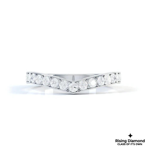 0.55 CTW Round Cut Colorless Moissanite Curved Wedding Band