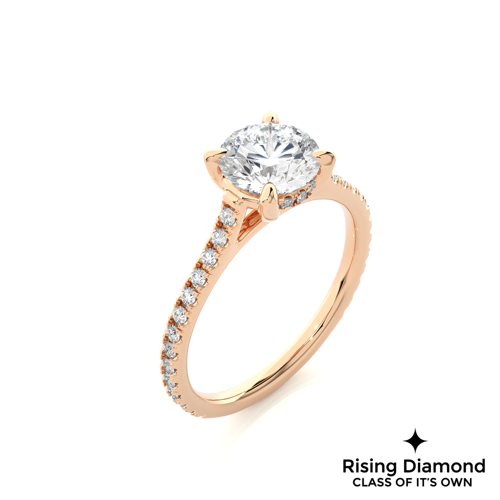 1.72 Ct Round Cut Colorless Moissanite Gold Engagement Ring