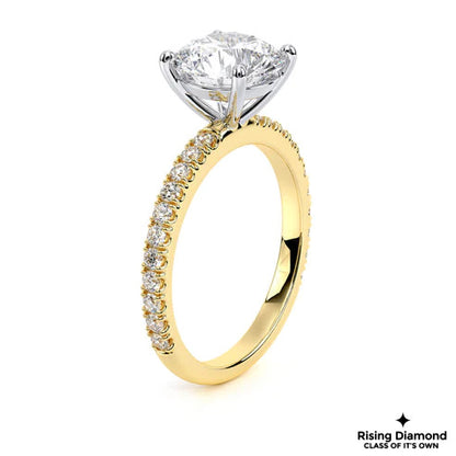 1.02 CT Round Cut F/VS1 Lab Grown Diamond Ring in Pave Setting