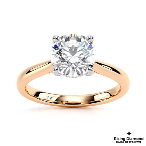 0.88 Ct Round Cut G-VS2 Lab Grown Diamond Cathedral Engagement Ring