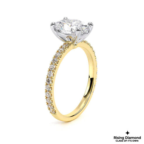 1.25 Ct Oval Cut F-VS2 Lab Grown Diamond Half Eternity Engagement Ring