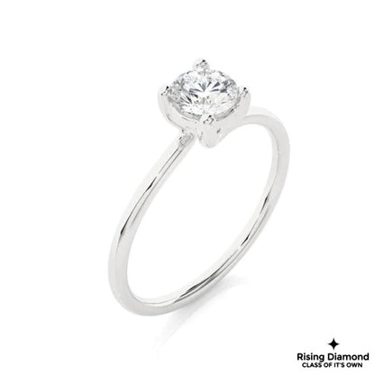 0.85 TCW Round Cut E-VS Lab Grown Diamond Gold Solitaire Engagement Ring