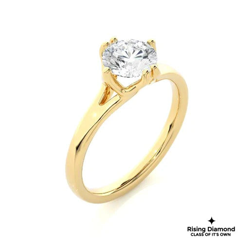 1.00 Ct Round Cut F-VS Lab Grown Diamond Gold Solitaire Engagement Ring