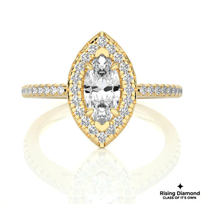 1.02 Ct Marquise Cut F-VS1 Lab Grown Diamond Engagement Ring