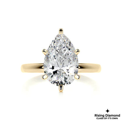 3.91 Ct Pear Cut Colorless Moissanite Solitaire Ring