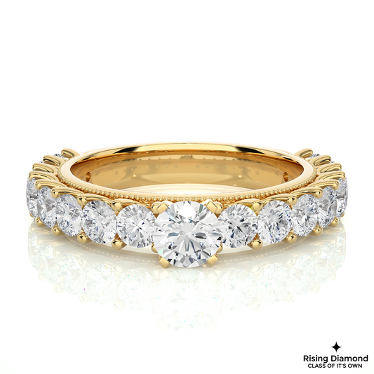1.22 CT Round Cut Lab Grown Diamond Engagement Ring in Pave Setting