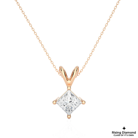 1.15 CT Princess Cut Lab Grown Diamond Solitaire Necklace