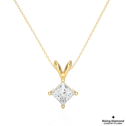 0.50 CT Princess Cut Lab Created Diamond Solitaire Necklace