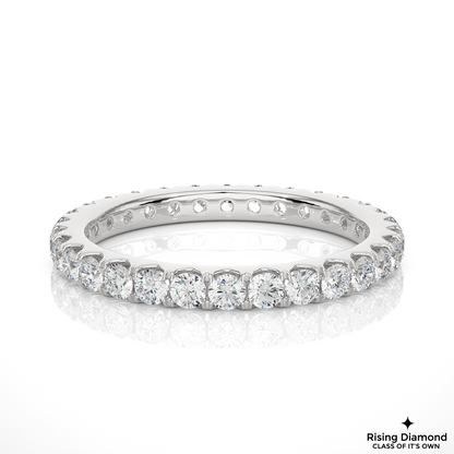 1.04 CTW Round Cut Lab Diamond Wedding Band in Full Eternity With Pave