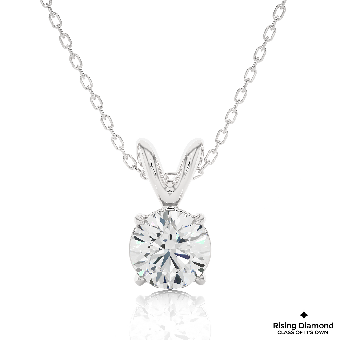 0.63 CT Round Cut Lab Created Diamond Solitaire Necklace in Prong Setting