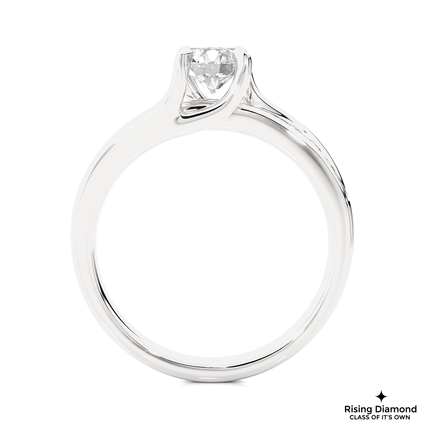 0.85 CT G/VS1 Round Cut Lab Grown Diamond Engagement Ring in Chanel Shank
