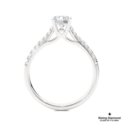 1.0 CT Round Cut Lab Grown Diamond Engagement Ring in Cathedral Setting