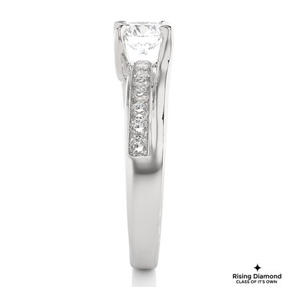1.02 CT G/VS1 Round Cut Lab Grown Diamond Engagement Ring in Chanel Shank