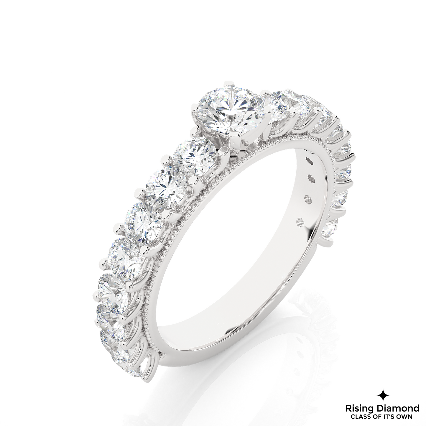 1.22 CT Round Cut Lab Created Diamond Engagement Ring in Pave Setting