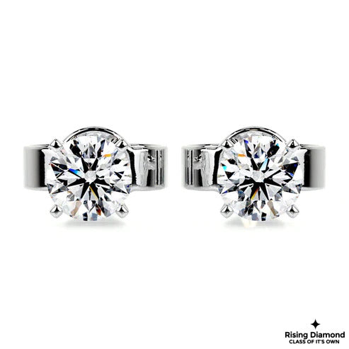 0.85 Ct For Each Round Cut Colorless Moissanite Stud Earring