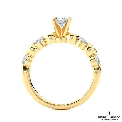 1.01 CT Round Cut Lab Grown Diamond Engagement Ring in Mil-Grain Shank