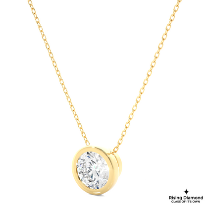 1.08 CT Round Cut Lab Created Diamond Solitaire Necklace in Bezel Setting