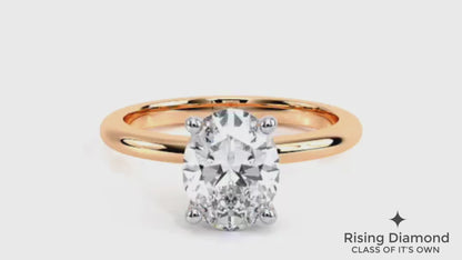 1.55 Ct Oval Cut F-VS2 Lab Grown Diamond Hidden Halo Engagement Ring