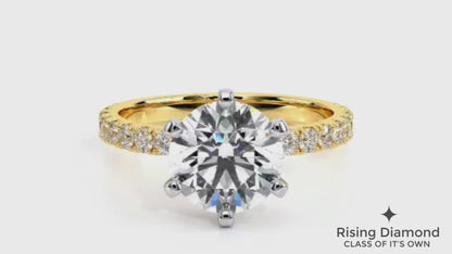 1.15 Ct Round Cut E-VS1 Lab Grown Diamond Six Prong Half Eternity Engagement Ring