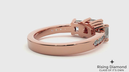 1.44 Ct Princess Colorless Moissanite Three Gold Engagement Ring