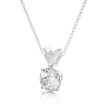 0.68 TCW Round Cut EF-VS Lab Grown Diamond Gold Solitaire Necklace
