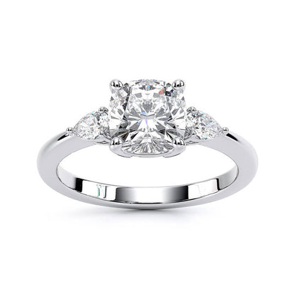 3.5 CT Cushion Cut Colorless Moissanite Engagement Ring